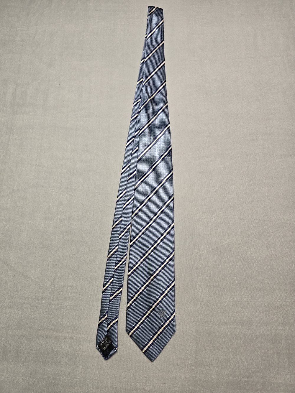 Vintage Gianni Versace Silk Tie Blue Diagonal Regimental Stripe Made In Italy